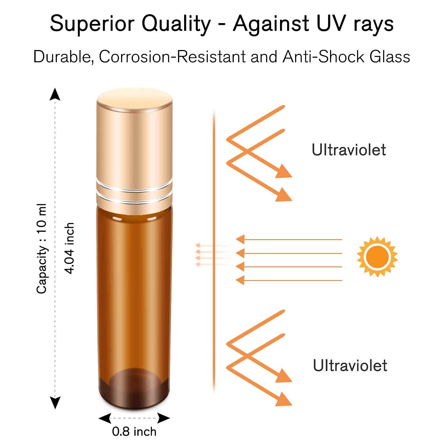 Prettycare Roller Bottles For Oils 10 Ml (Amber Glass, 60 Pack, 10 Extra Stainless Steel Balls, 72 Labels, 4 Opener, 4 Funnels E